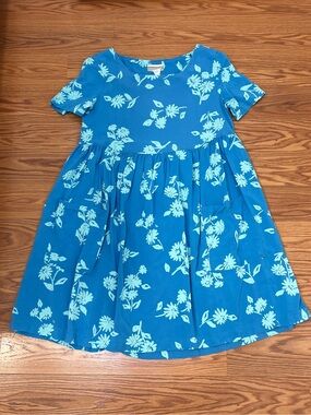 Vintage Floral Dress, Teal, Turquoise, Empire Waist, Women's Small, Maternity